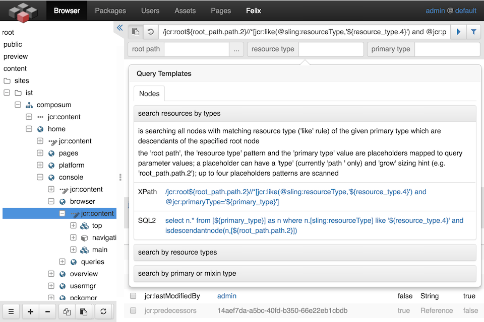 query templates view